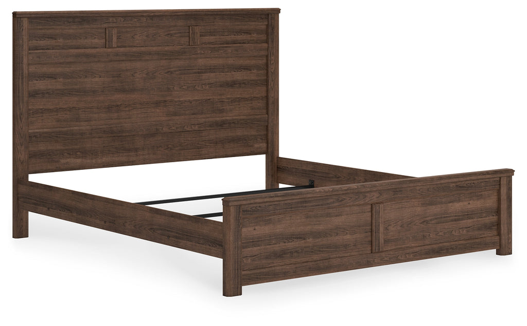 Juararo Dark Brown King Panel Bedroom Set with 2 Nightstands