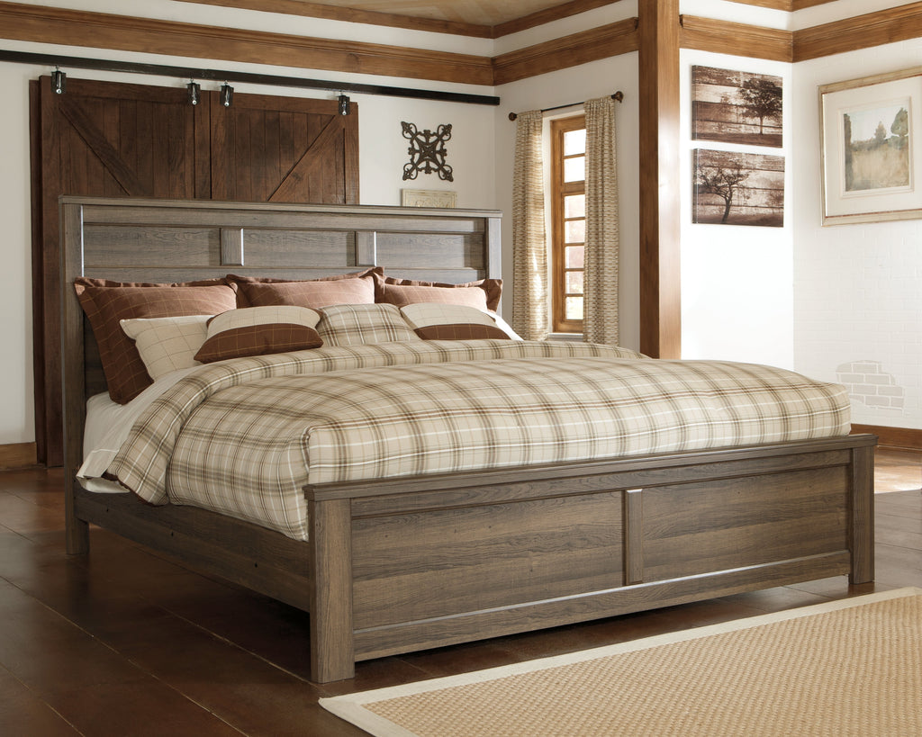 Juararo Dark Brown King Panel Bedroom Set with 2 Nightstands
