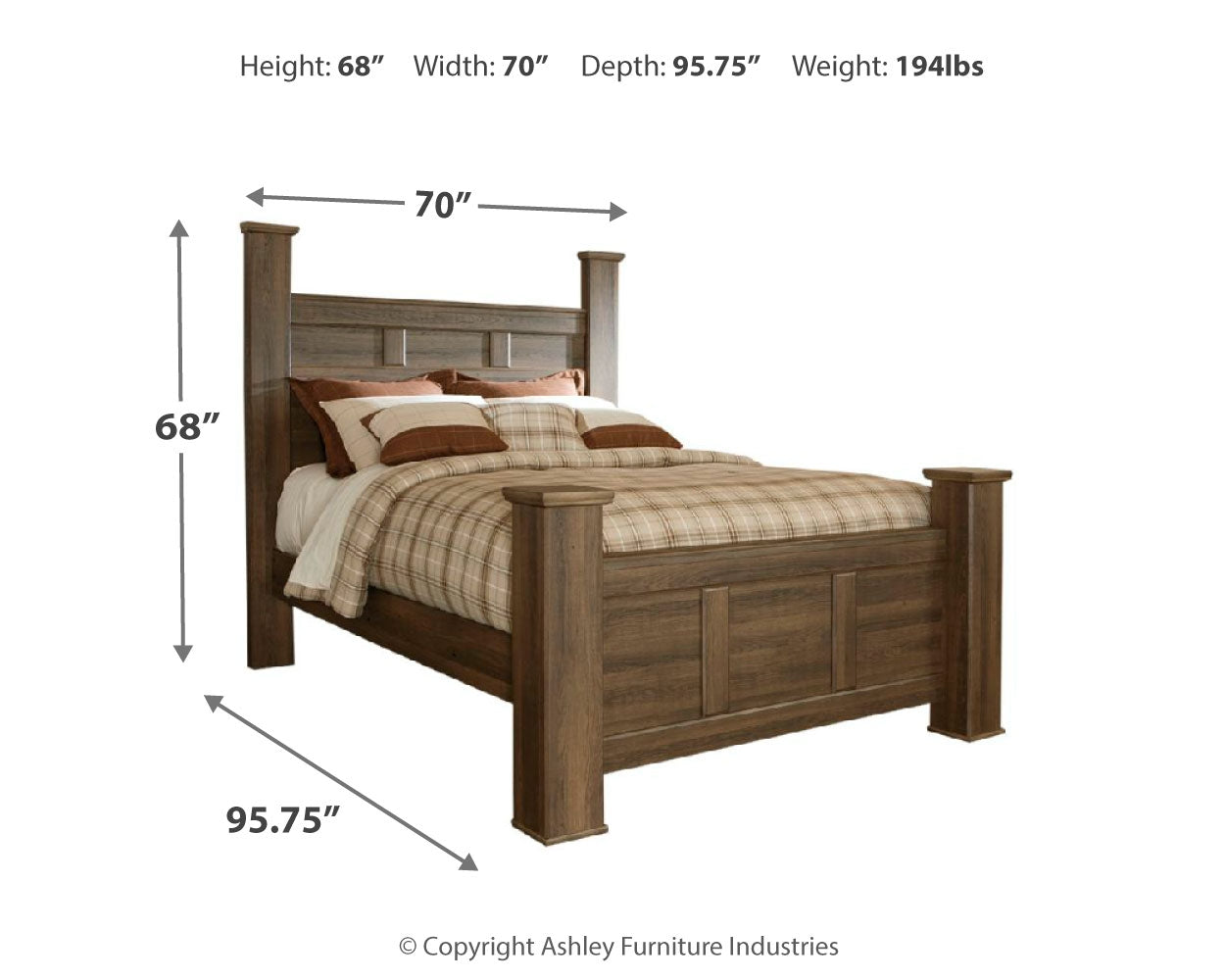 Juararo Queen Poster Bed, Dark Brown
