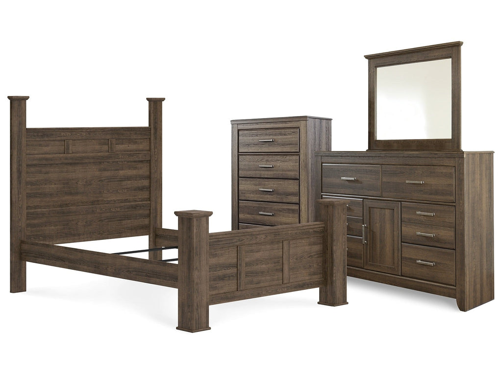 Juararo Queen Poster Bed, Dresser and Mirror