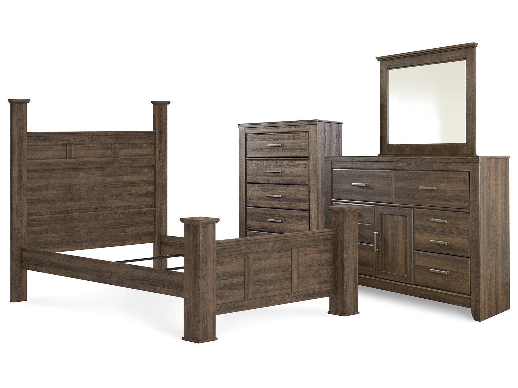 Juararo Queen Poster Bed, Dresser and Mirror