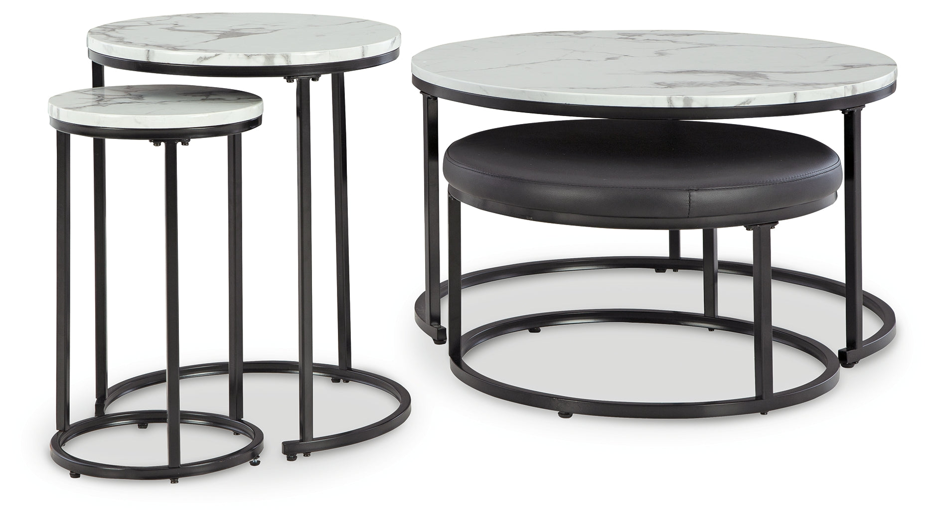 Jusmour Black/White Occasional Table Set (Set of 4)
