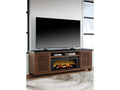 Kallari Warm Brown/Black 84" TV Stand with Electric Fireplace