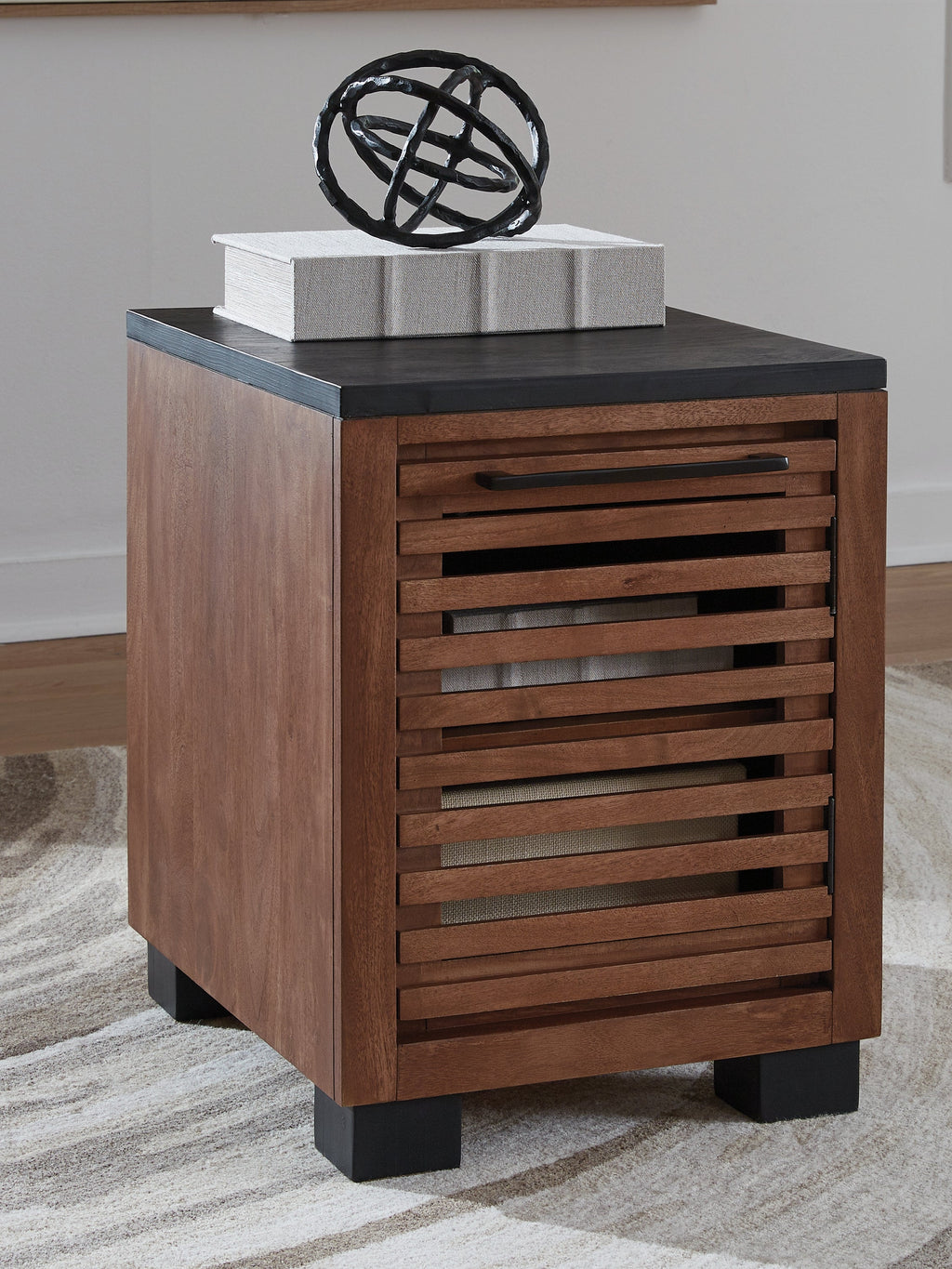 Kallari Warm Brown/Black Chair Side End Table