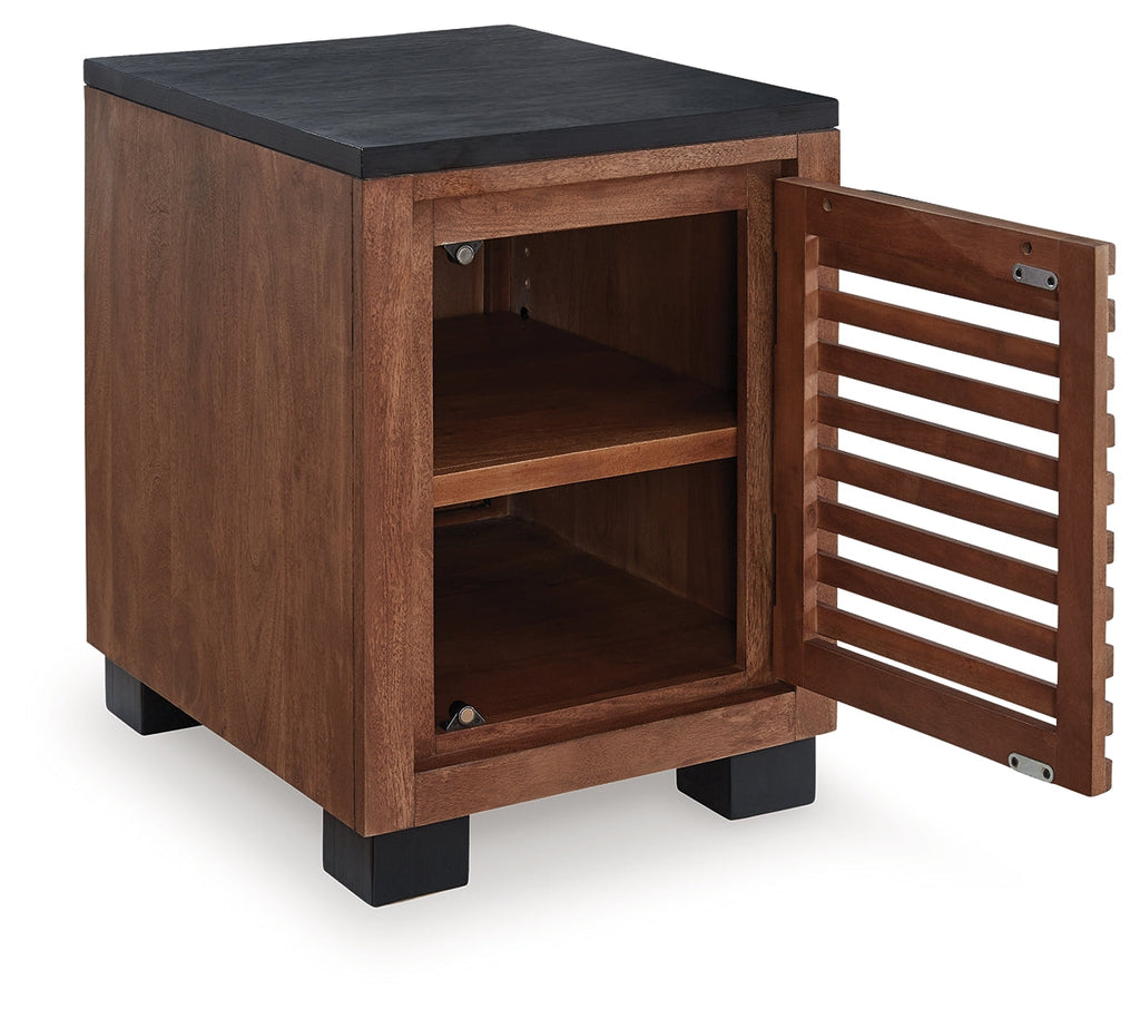 Kallari Warm Brown/Black Chair Side End Table
