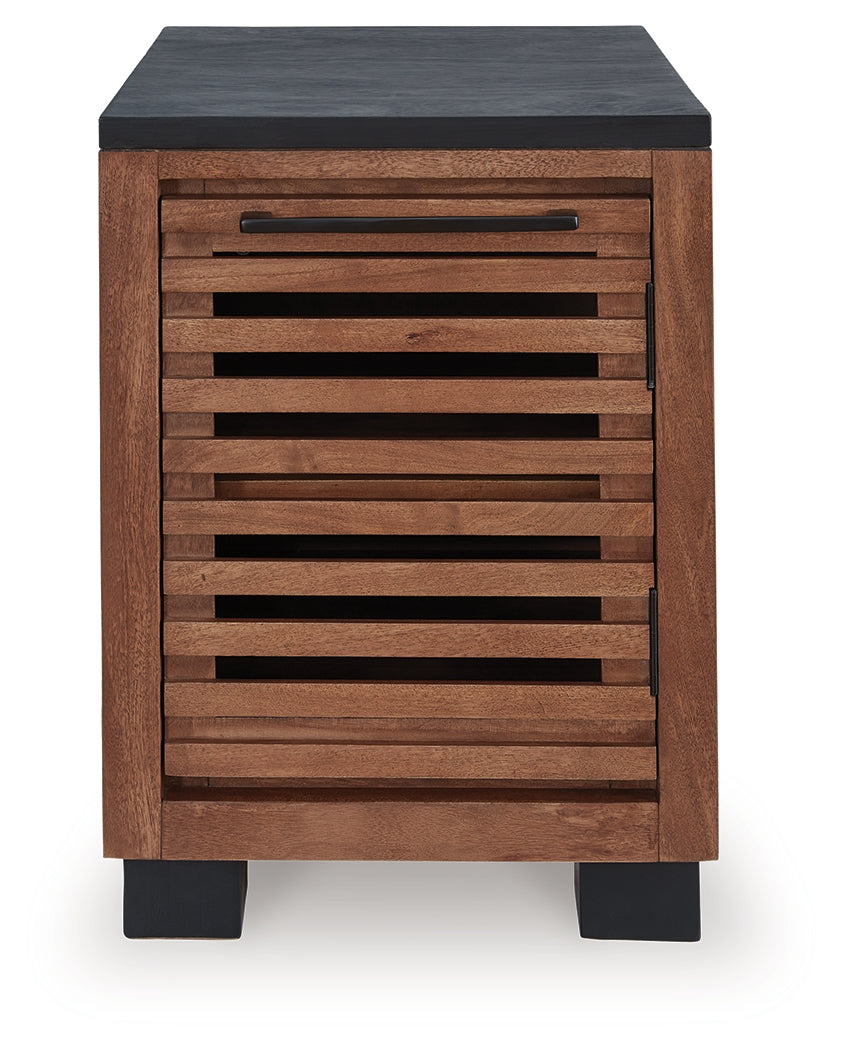 Kallari Warm Brown/Black Chair Side End Table