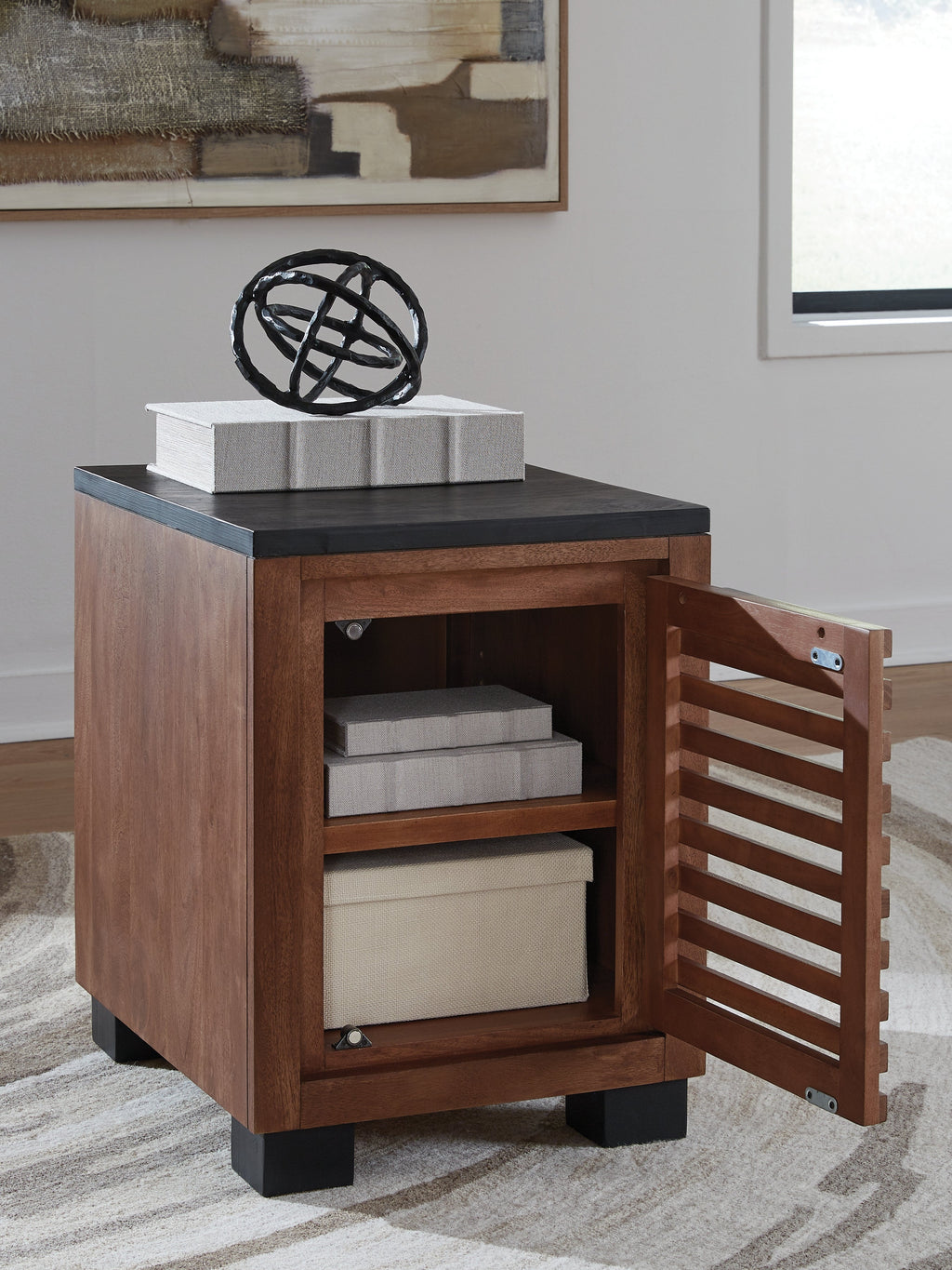 Kallari Warm Brown/Black Chair Side End Table
