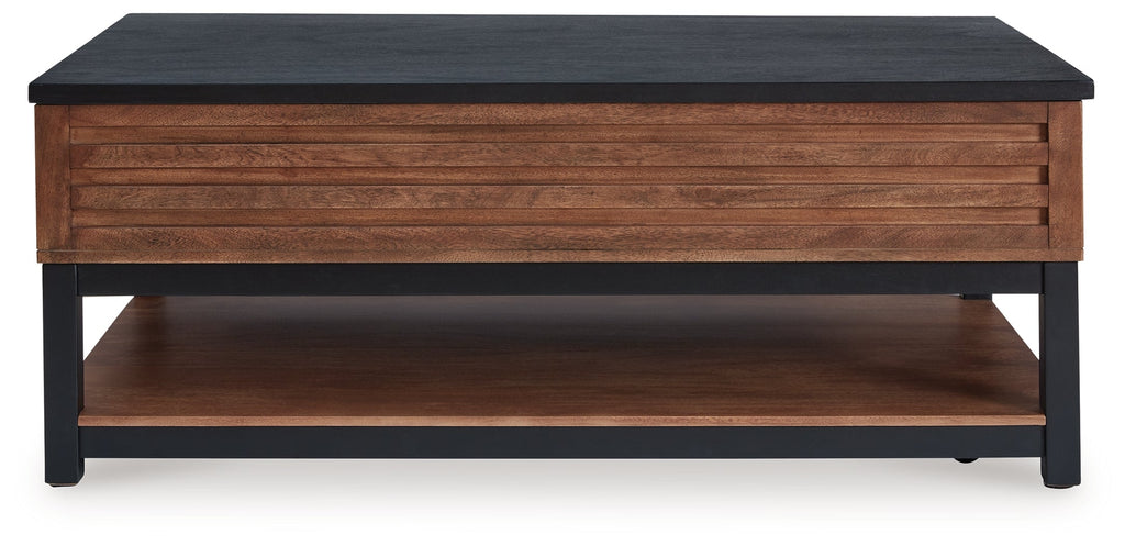 Kallari Warm Brown/Black Lift Top Cocktail Table
