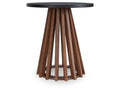 Kallari Warm Brown/Black Round End Table