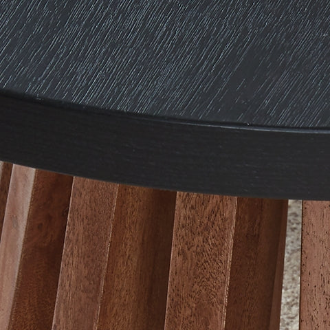 Kallari Warm Brown/Black Round End Table