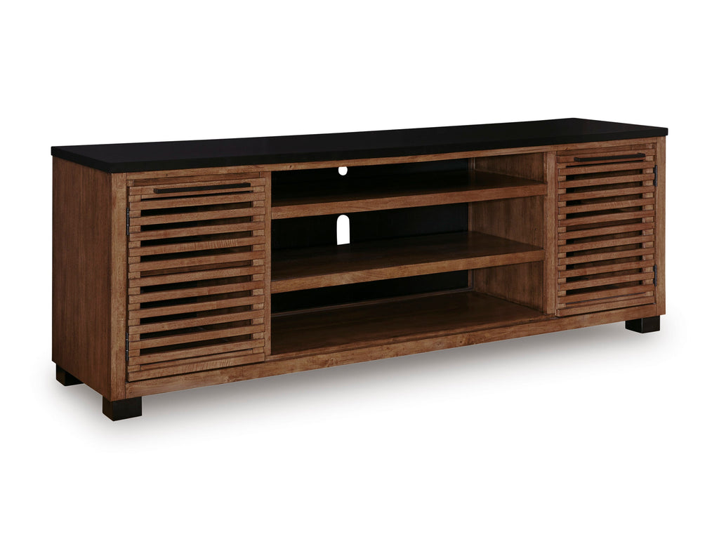Kallari Warm Brown/Black XL TV Stand w/Fireplace Option