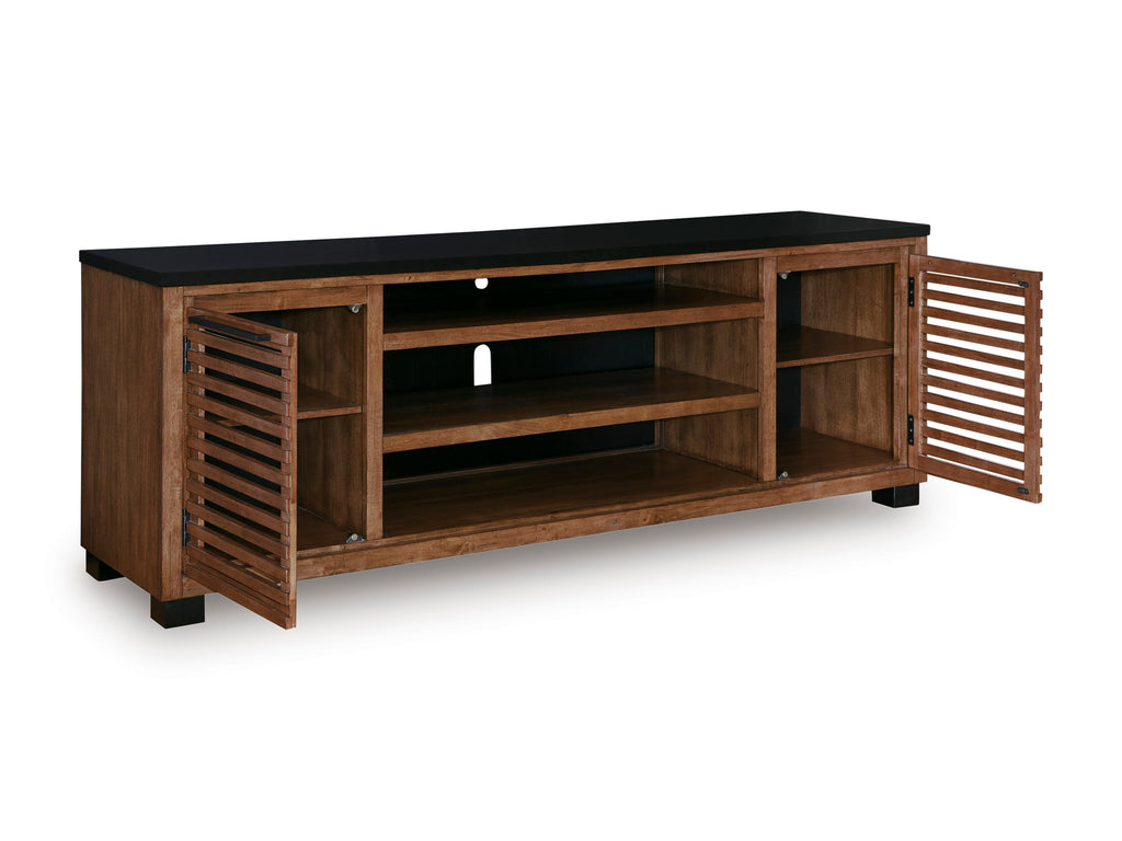 Kallari Warm Brown/Black XL TV Stand w/Fireplace Option