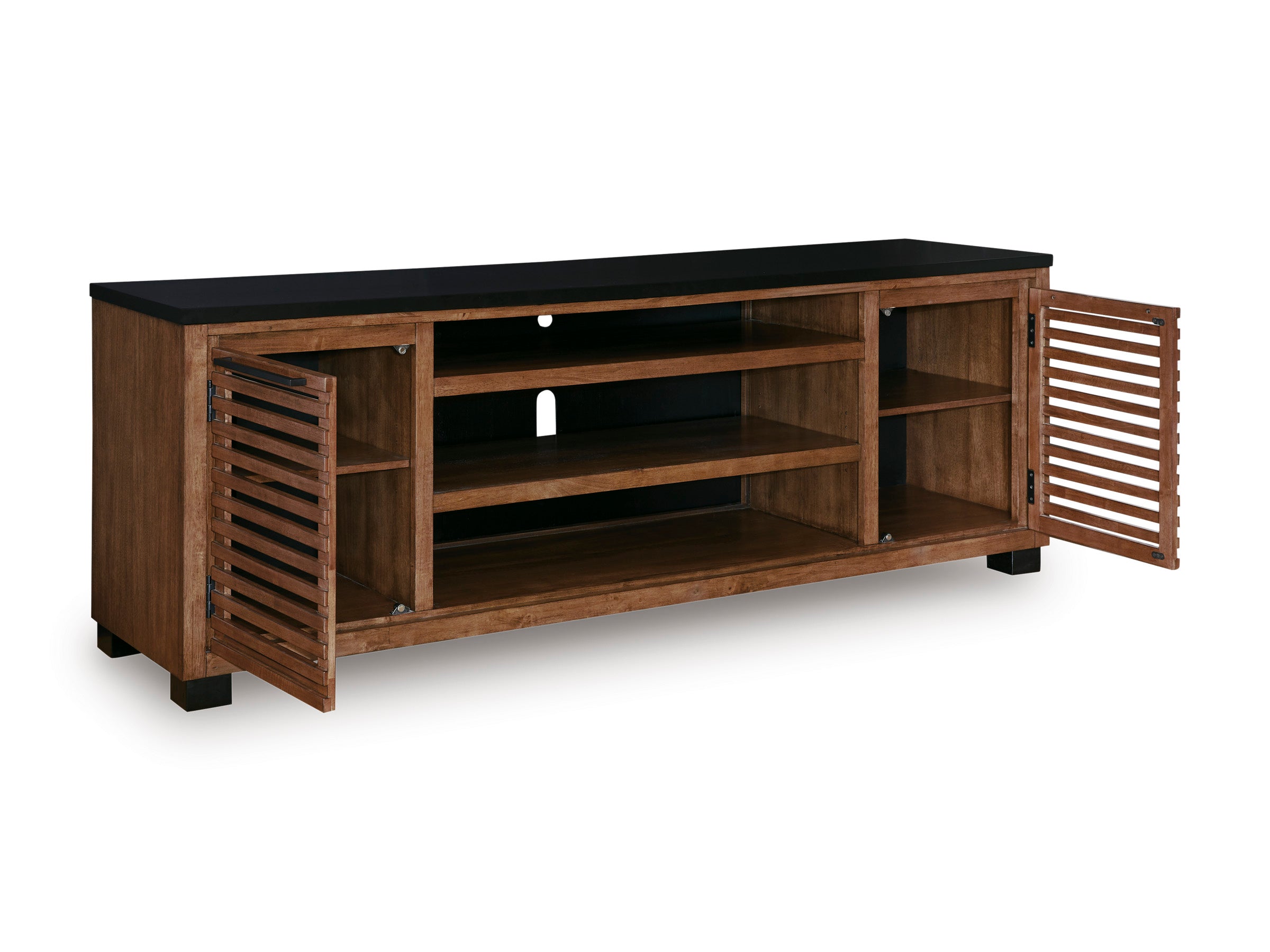 Kallari Warm Brown/Black XL TV Stand w/Fireplace Option