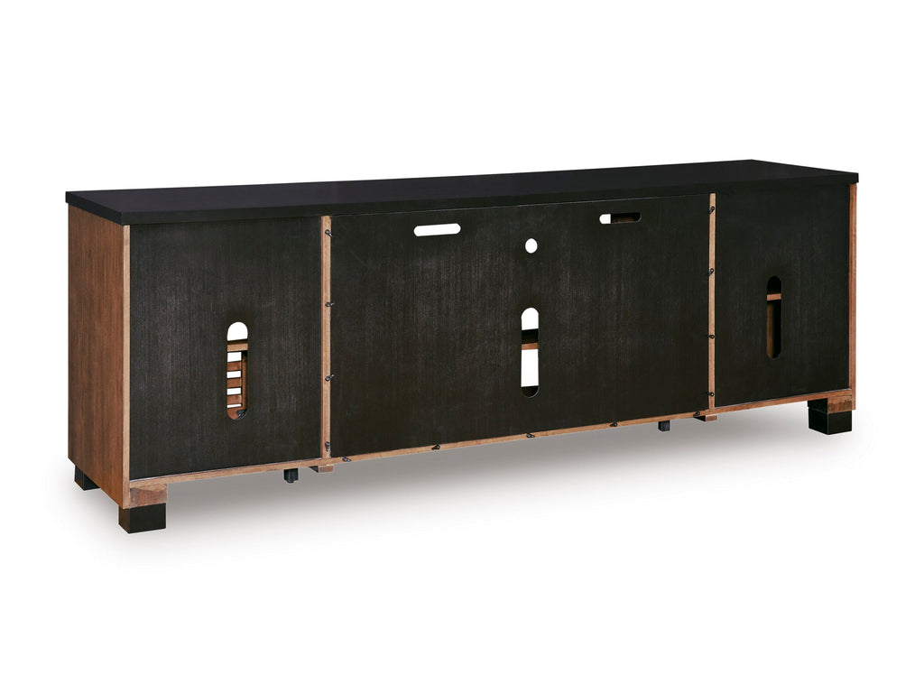 Kallari Warm Brown/Black XL TV Stand w/Fireplace Option