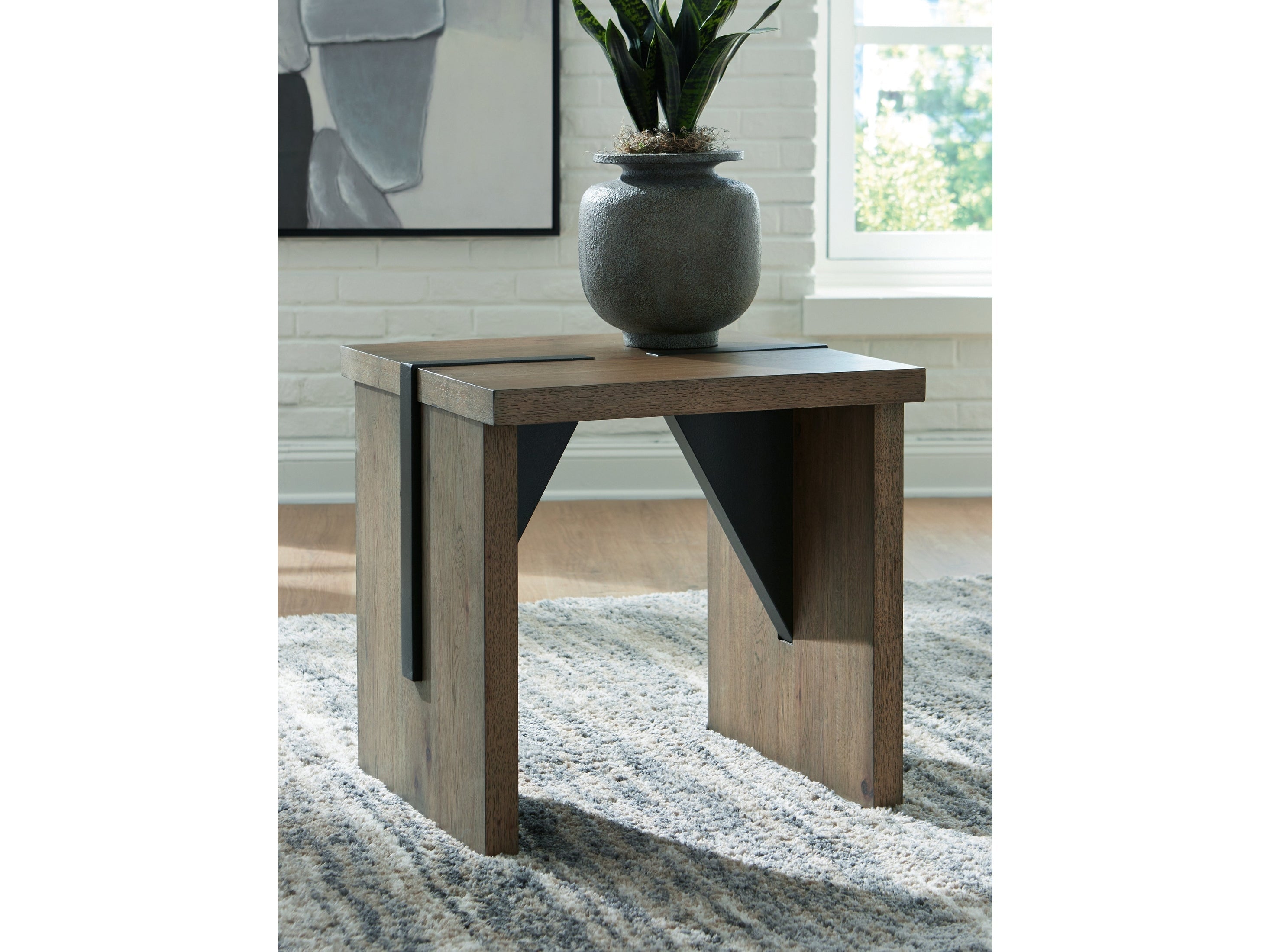 Kandinew Light Brown End Table