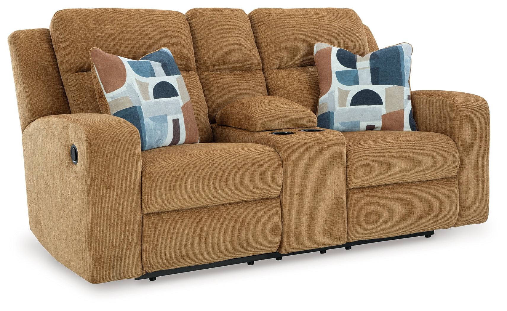 Kanlow Honey Reclining Loveseat w/Console