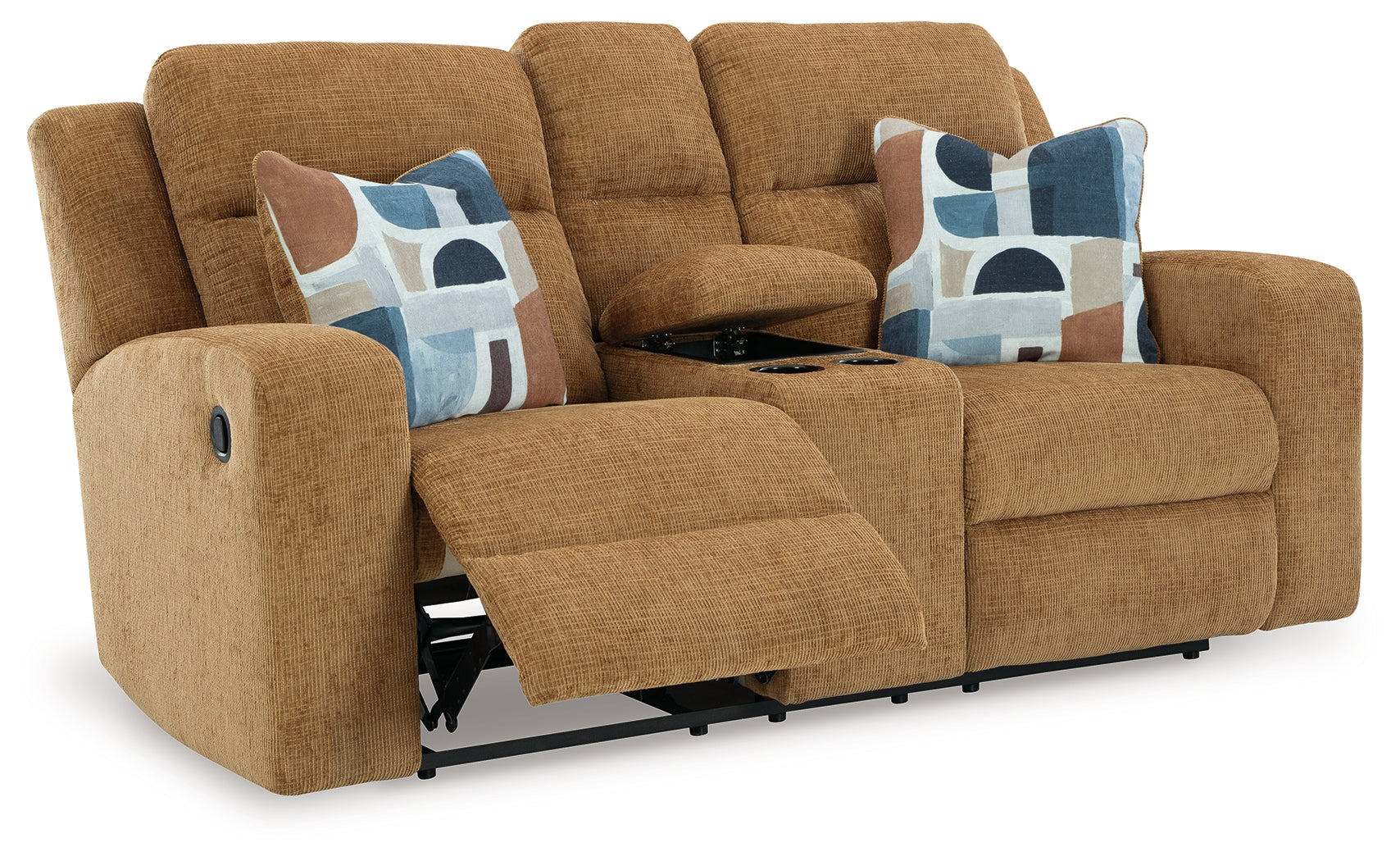 Kanlow Honey Reclining Loveseat w/Console
