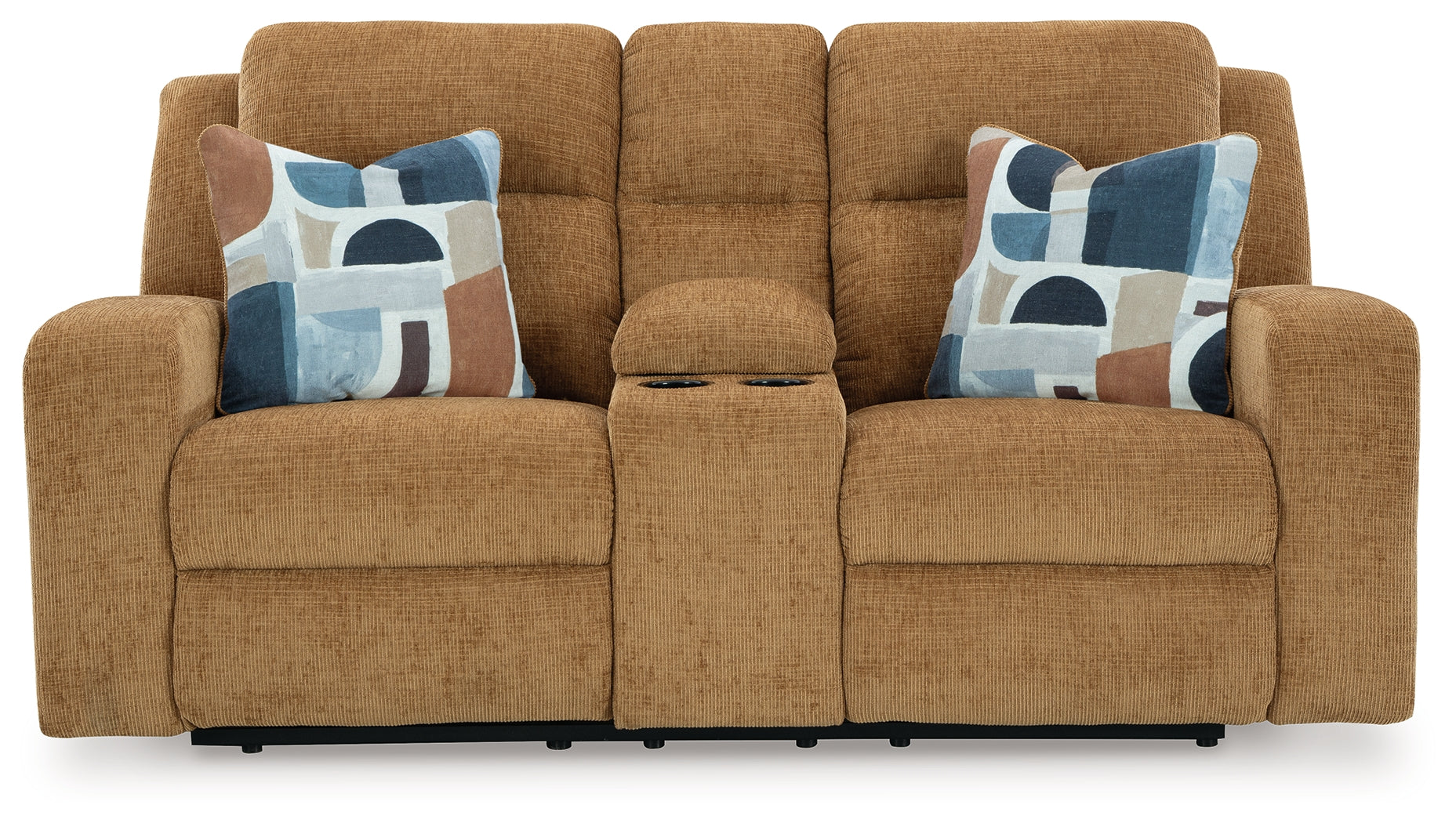 Kanlow Honey Reclining Loveseat w/Console