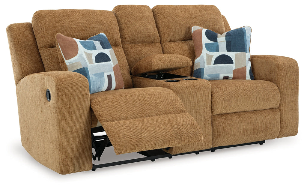Kanlow Honey Reclining Sofa and Loveseat