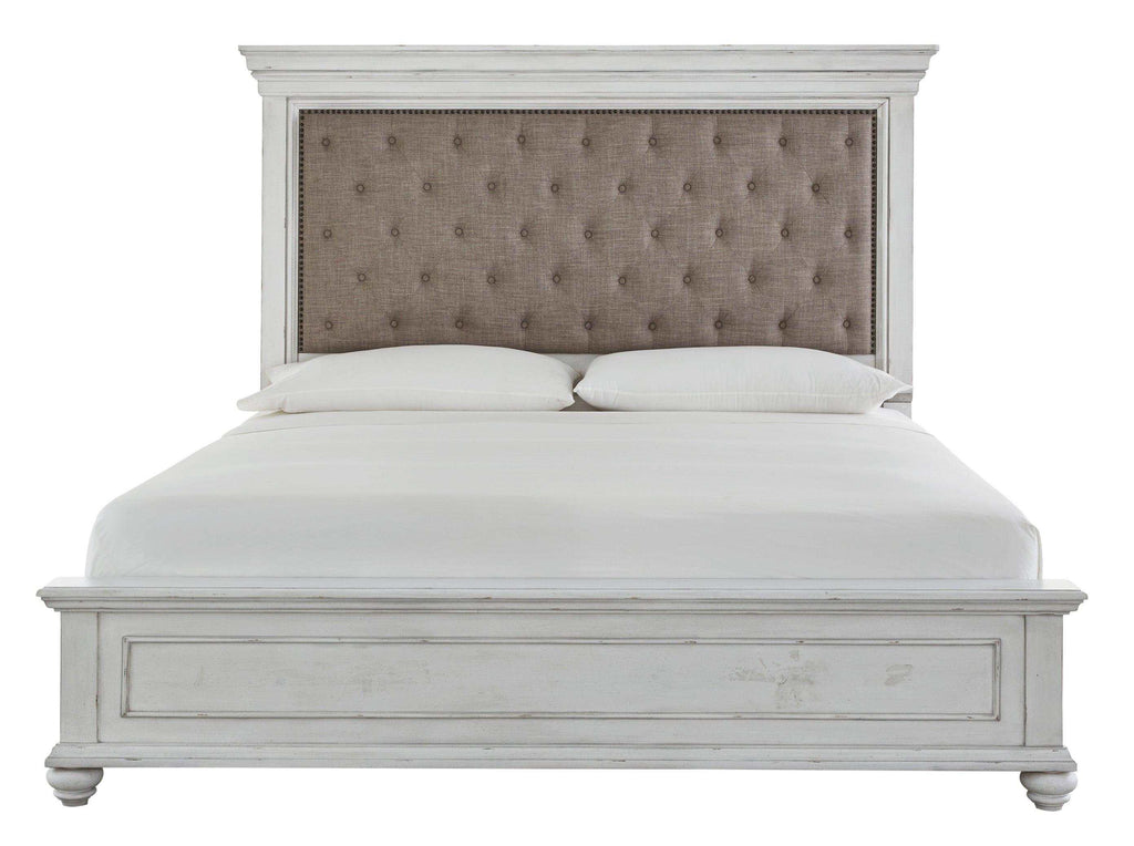 Kanwyn Whitewash California King Bed w/ UPH HB
