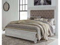 Kanwyn Whitewash King Panel Bed w/ UPH HB