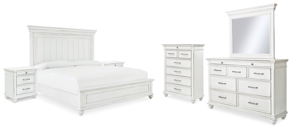 Kanwyn Whitewash King Panel Bedroom Set