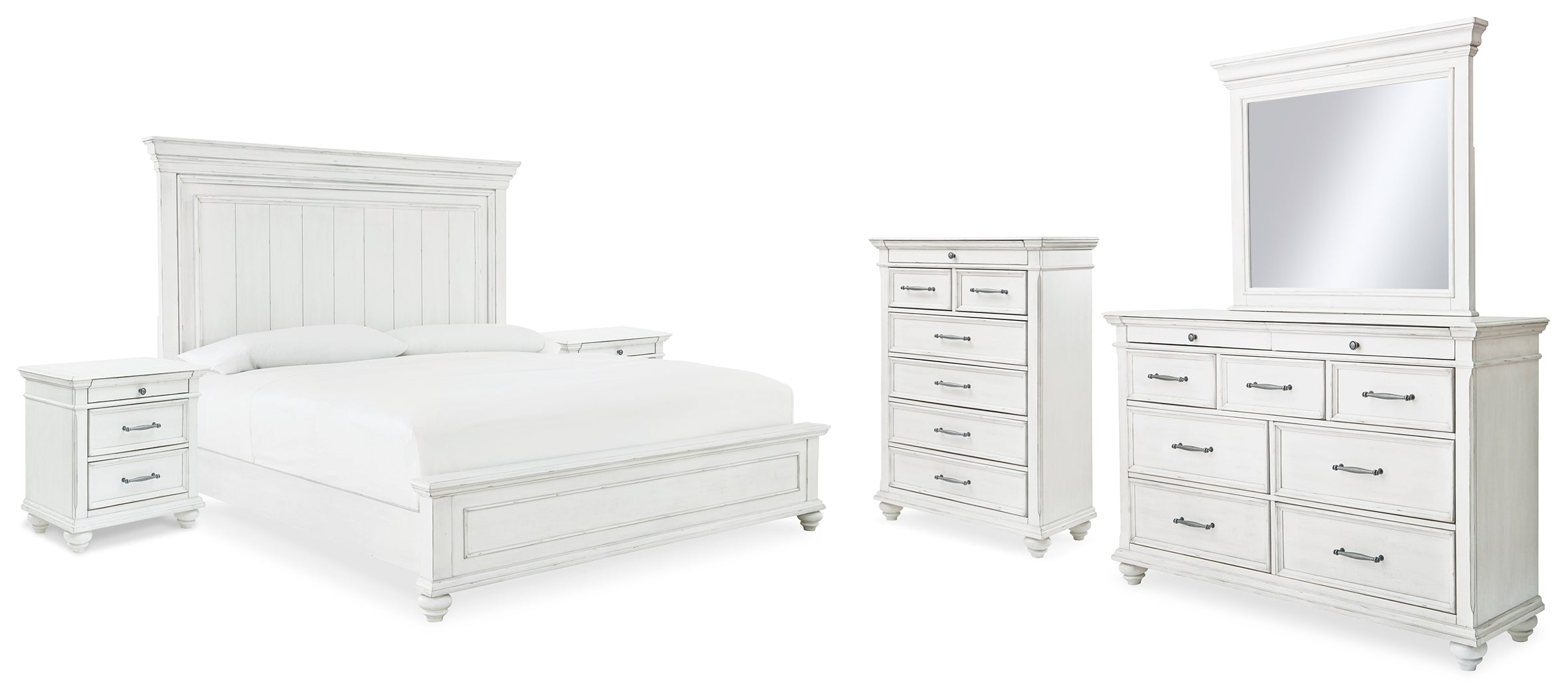 Kanwyn Whitewash King Panel Bedroom Set