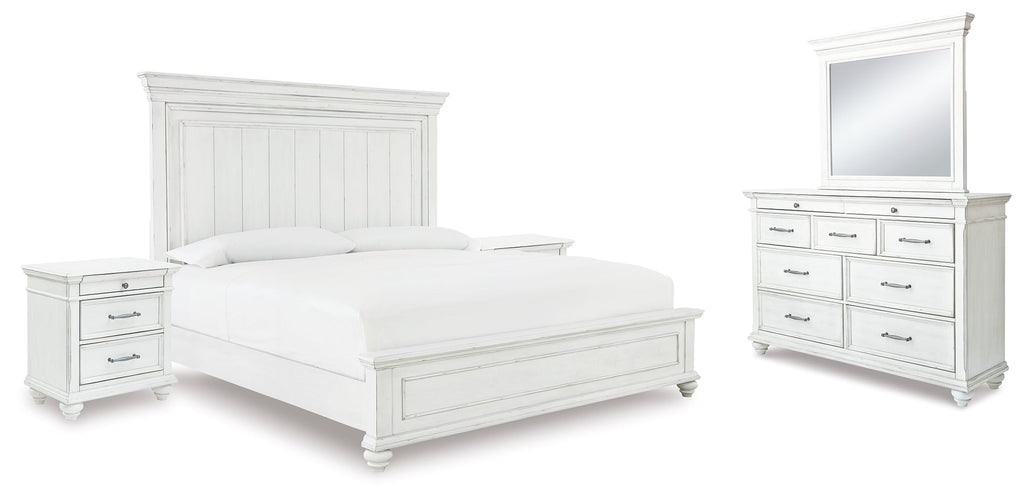 Kanwyn Whitewash King Panel Bedroom Set