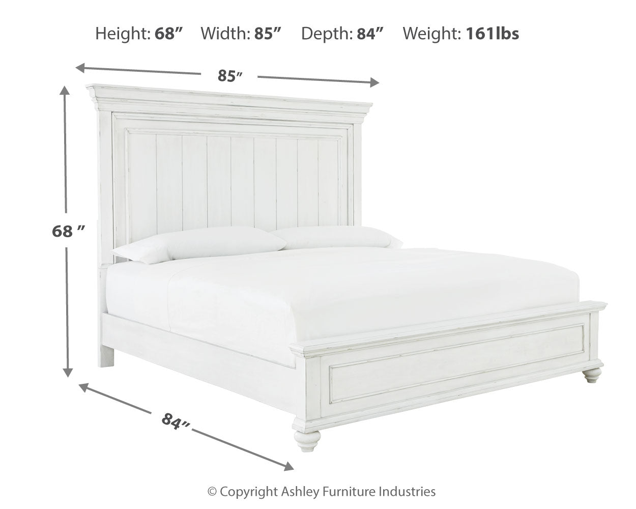 Kanwyn Whitewash King Panel Bedroom Set
