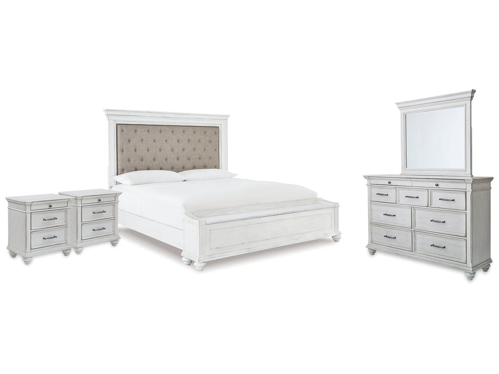 Kanwyn Whitewash King Panel Bedroom Set
