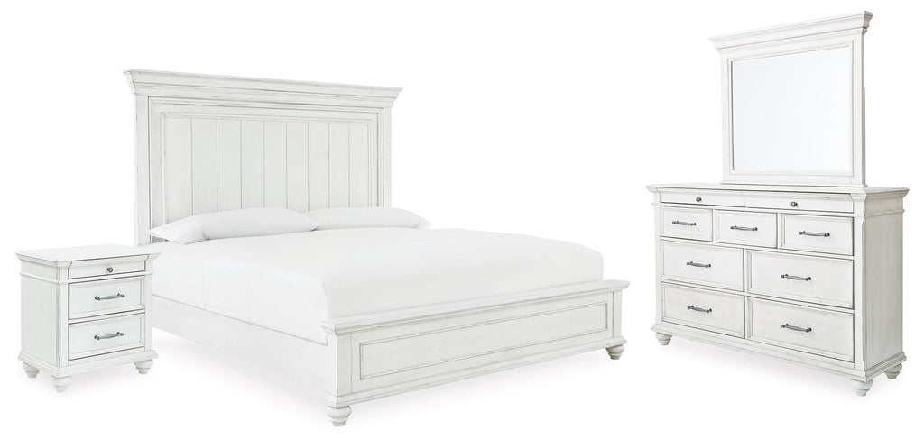 Kanwyn Whitewash King Panel Bedroom Set