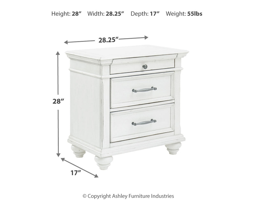 Kanwyn Whitewash King Panel Bedroom Set