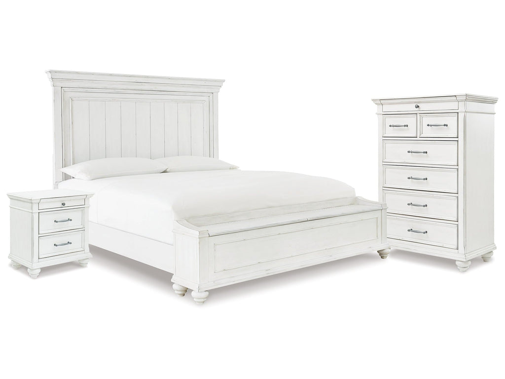 Kanwyn Whitewash King Panel Storage Bedroom Set