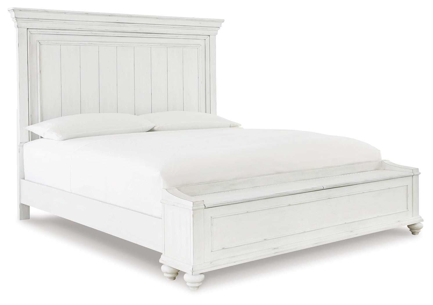 Kanwyn Whitewash King Storage Panel Bedroom Set with Dresser
