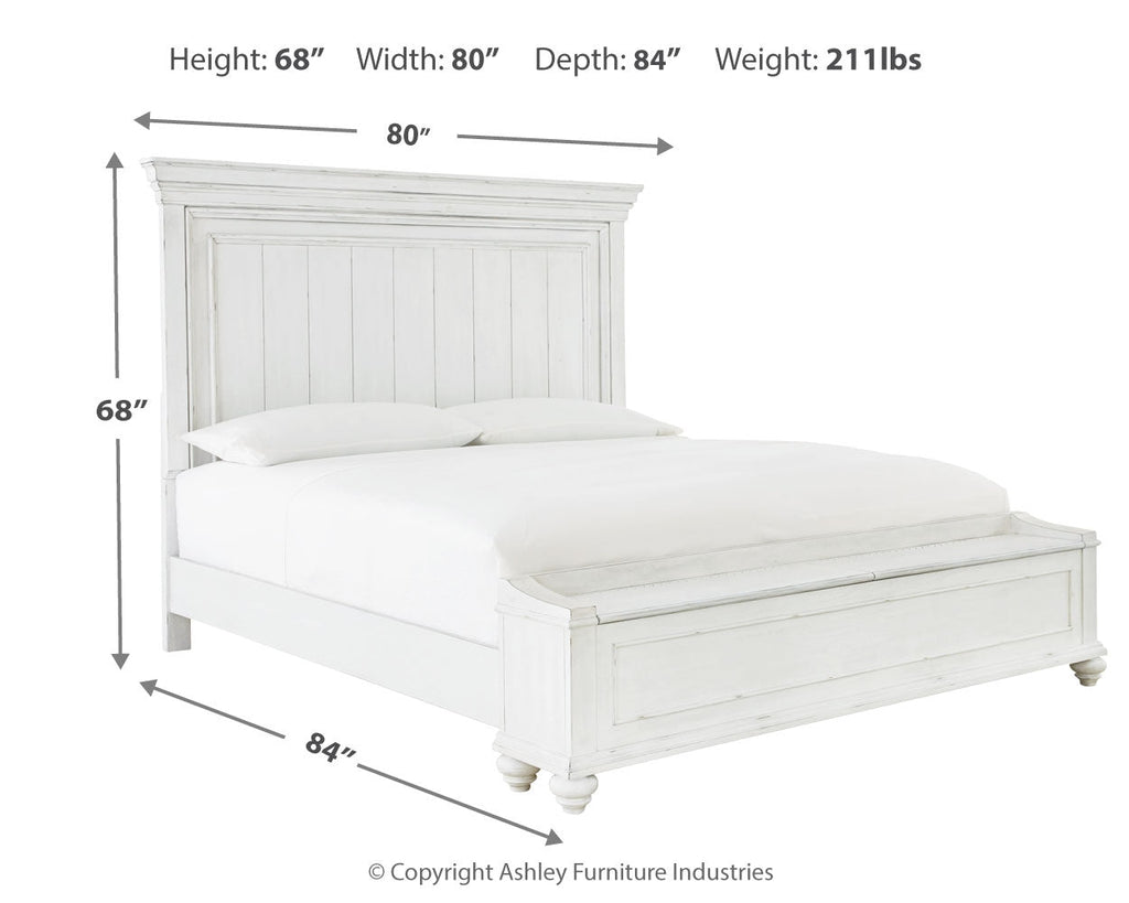 Kanwyn Whitewash King Storage Panel Bedroom Set with Dresser