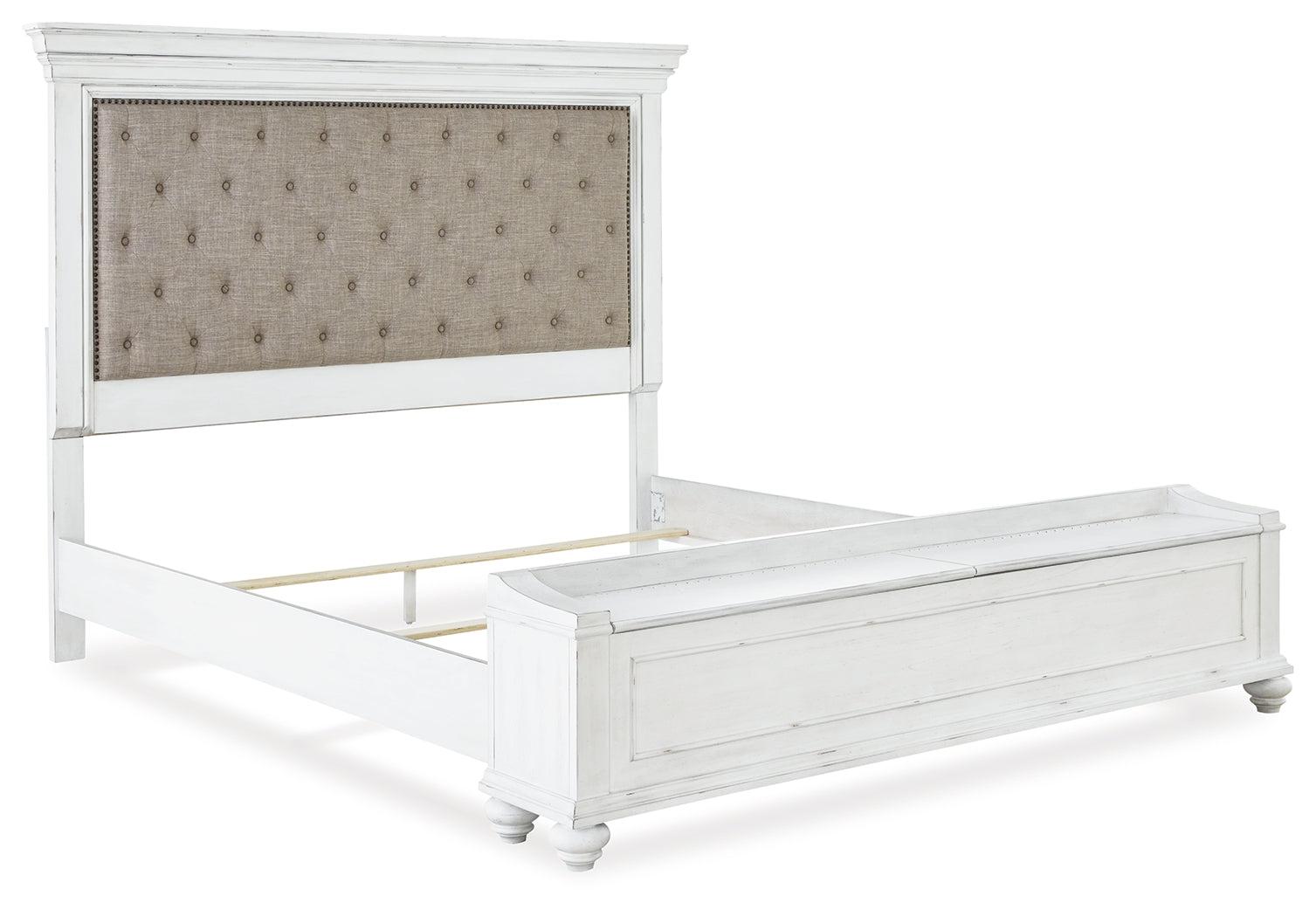 Kanwyn Whitewash King Upholstered Storage Bedroom Set