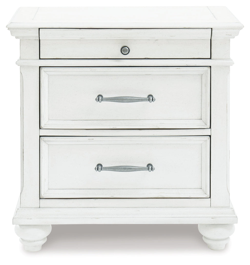 Kanwyn Whitewash King Upholstered Storage Bedroom Set