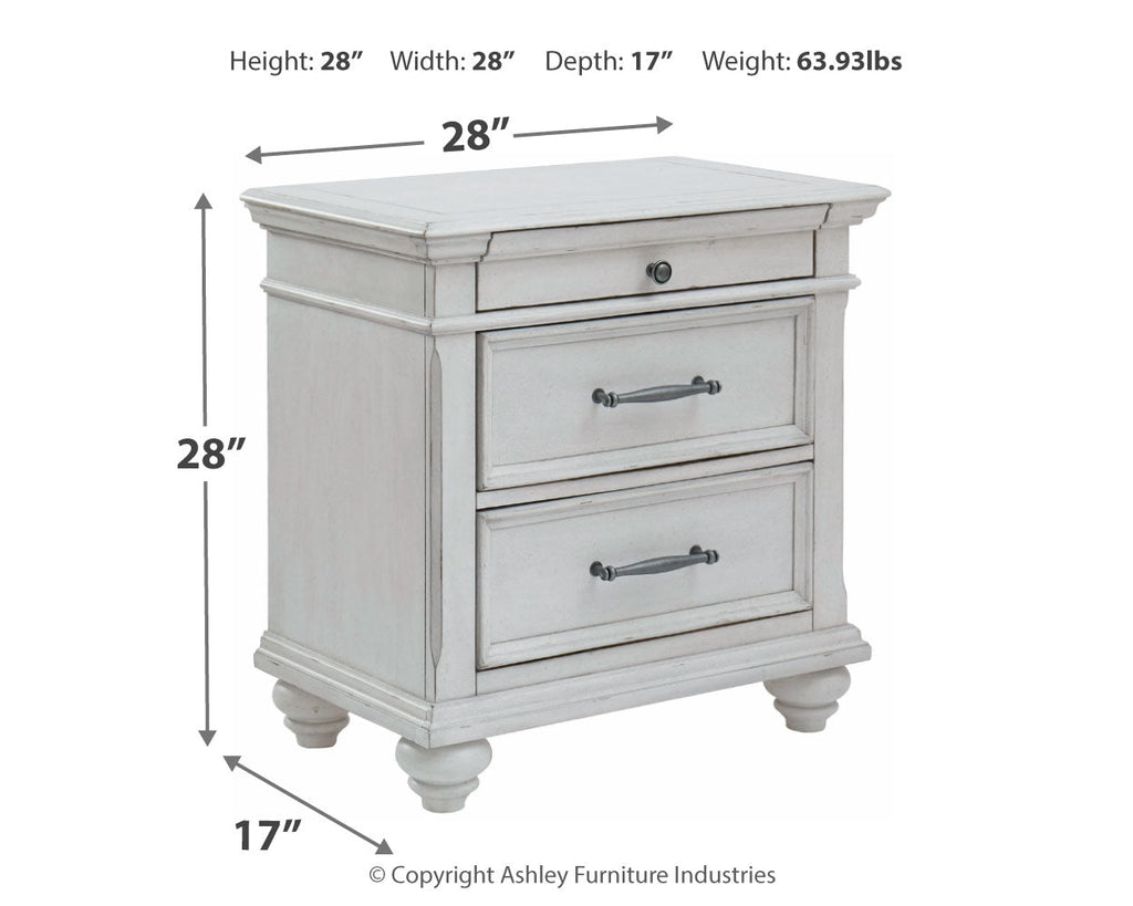 Kanwyn Whitewash King Upholstered Storage Bedroom Set