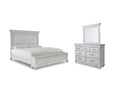 Kanwyn Whitewash Queen Bedroom Set with Mirrored Dresser