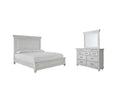Kanwyn Whitewash Queen Panel Bed w/Dresser & Mirror