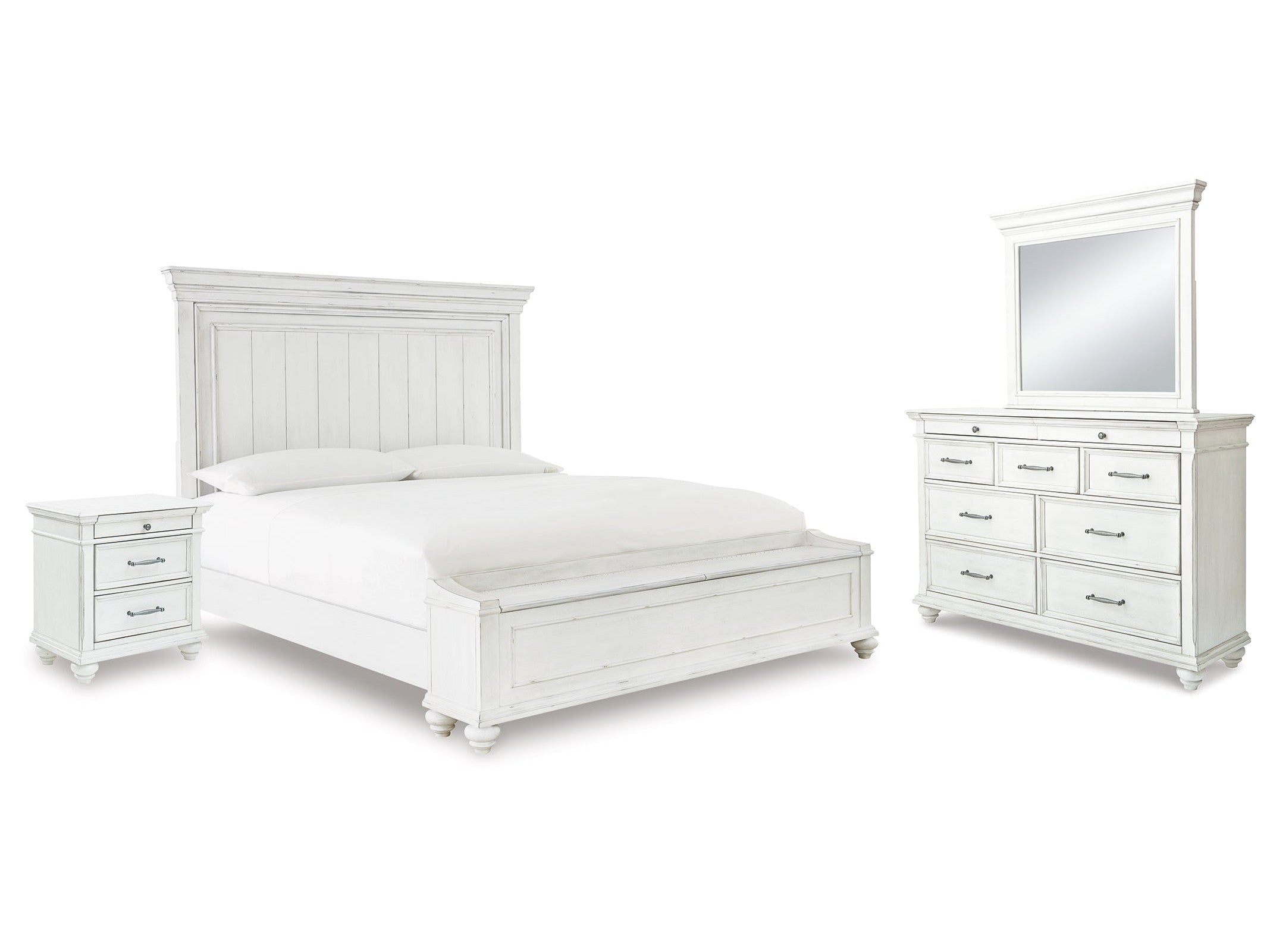 Kanwyn Whitewash Queen Panel Storage Bedroom Set