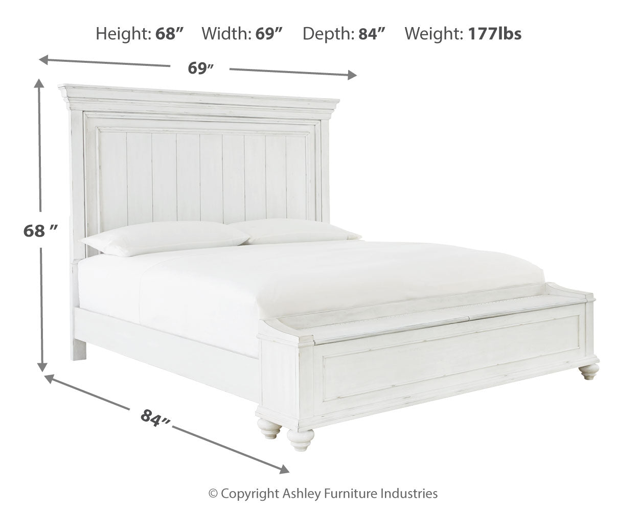 Kanwyn Whitewash Queen Panel Storage Bedroom Set