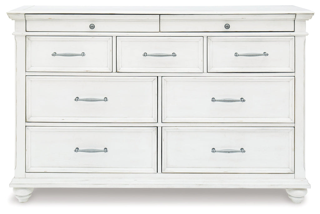 Kanwyn Whitewash Queen Upholstered Panel Bedroom Set