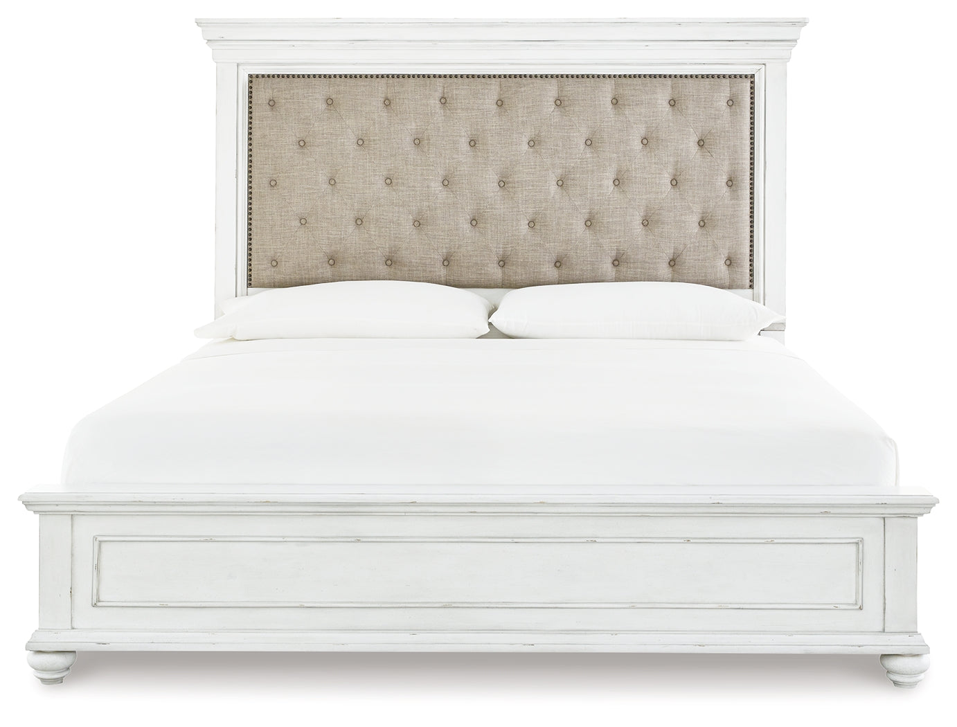 Kanwyn Whitewash Queen Upholstered Panel Bedroom Set