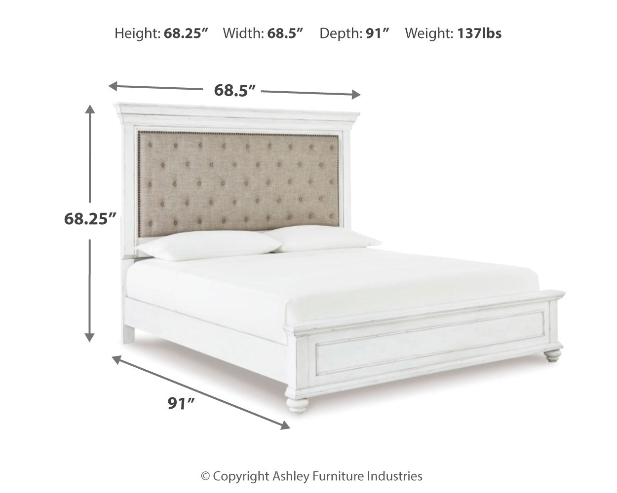 Kanwyn Whitewash Queen Upholstered Panel Bedroom Set
