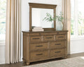 Karallin Medium Brown Dresser and Mirror