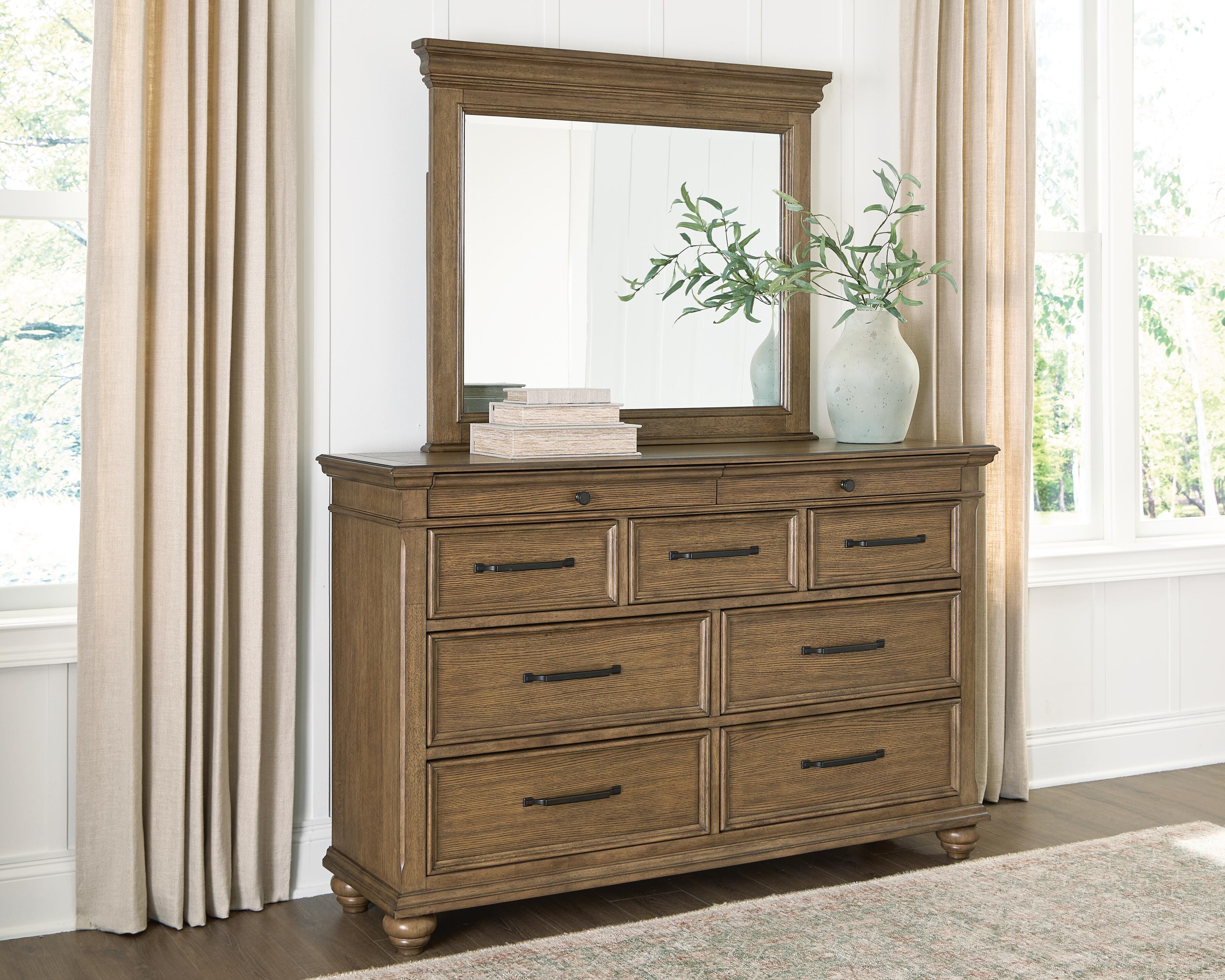 Karallin Medium Brown Dresser and Mirror