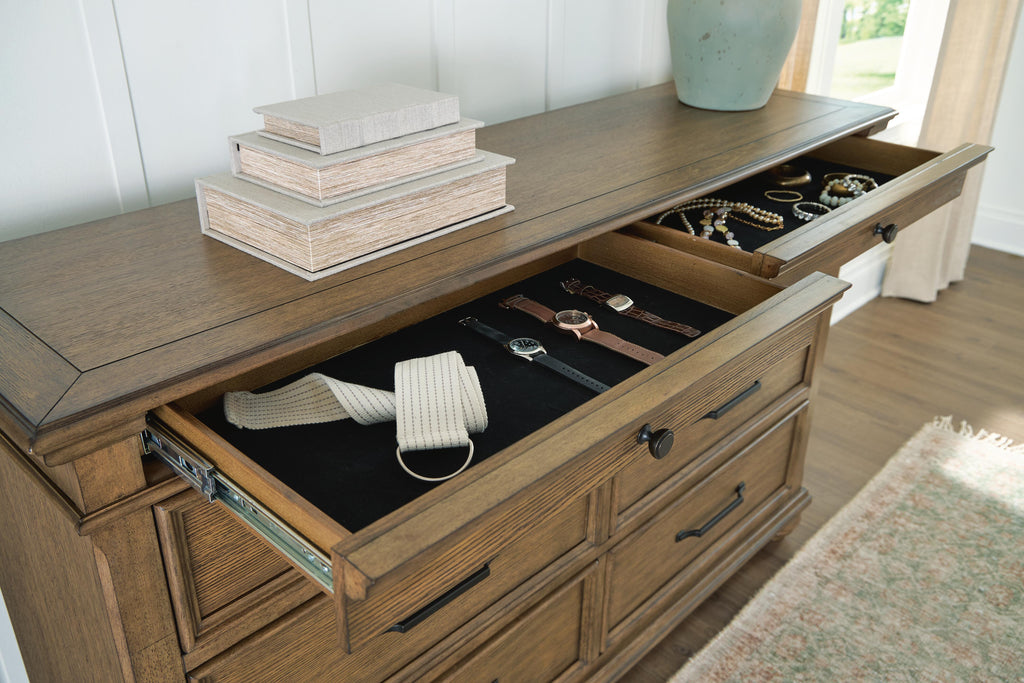 Karallin Medium Brown Dresser and Mirror