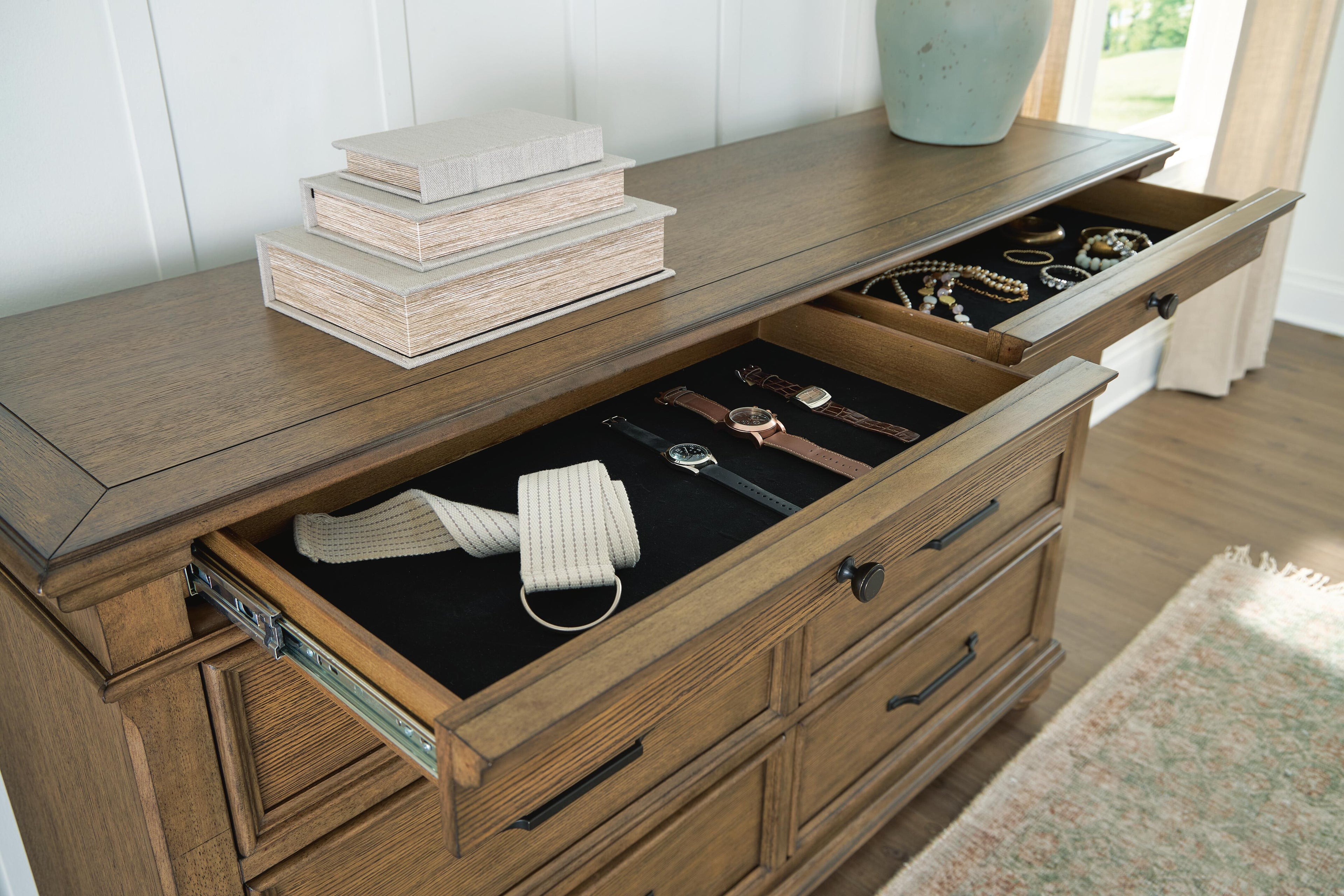 Karallin Medium Brown Dresser and Mirror