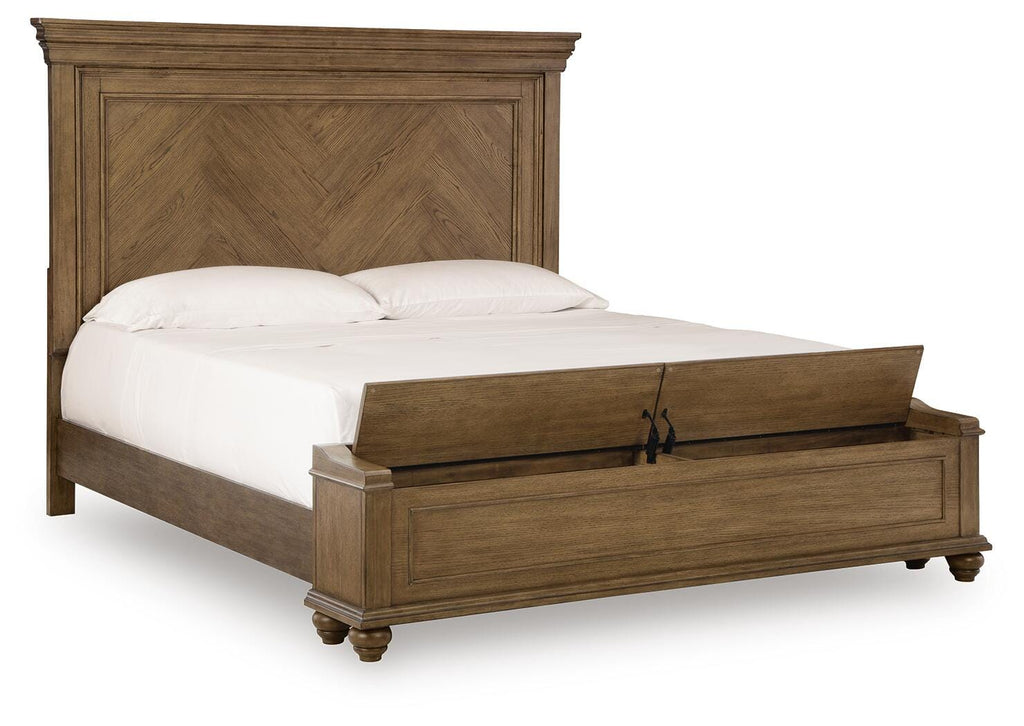 Karallin Medium Brown King Panel Storage Bed